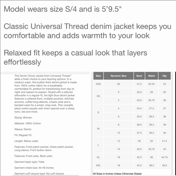 THIS! “THE DENIM CHORE JACKET” UNIVERSAL THREADS - Picture 3 of 7